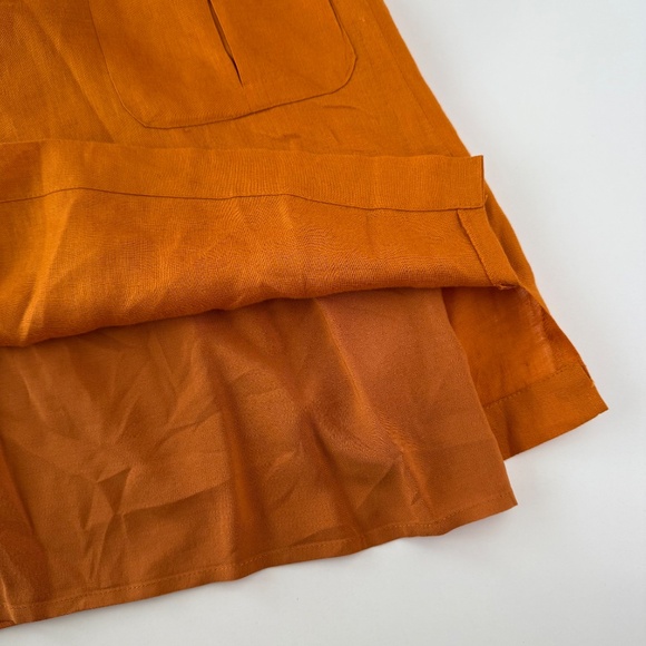 Anthropologie Maeve Lace-Up Linen Dress in Mango size 00P - Picture 6 of 12